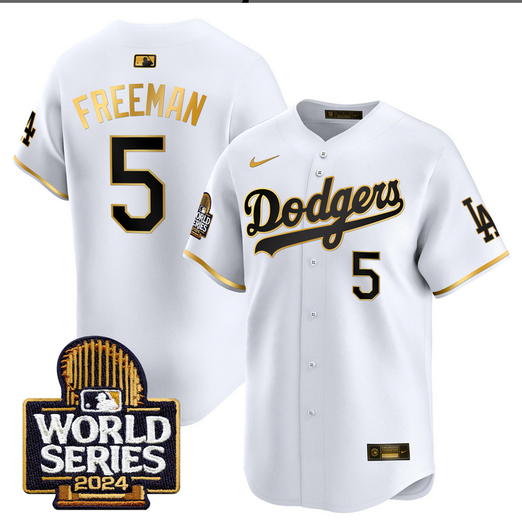 Men MLB Los Angeles Dodgers 5 Freeman white 2024 World Series Champions Patch Limited Jersey20241105 style 4